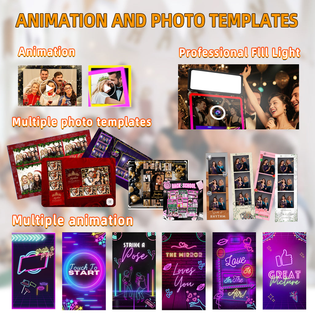 Selfie 40In Magic Mirror Photo Booth Machine With 21.5 in Touch Screen Printer and Camera Option Photobooth Mirror With Flight Case