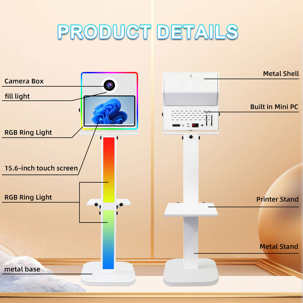 Dslr Photo Booth with 15.6 inches Touch Screen Selfie Photobooth Build in Mini PC