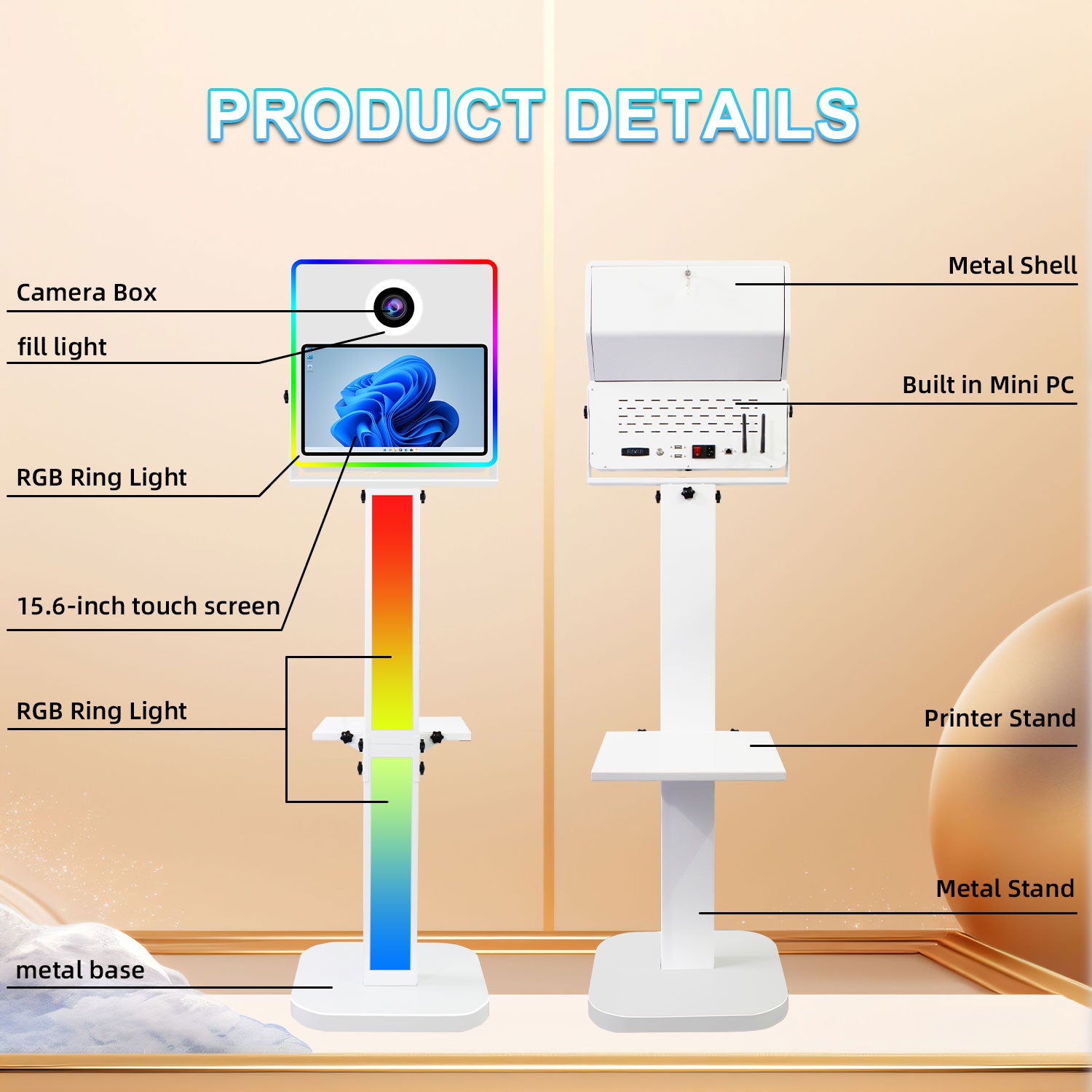 Dslr Photo Booth with 15.6 inches Touch Screen Selfie Photobooth Build in Mini PC