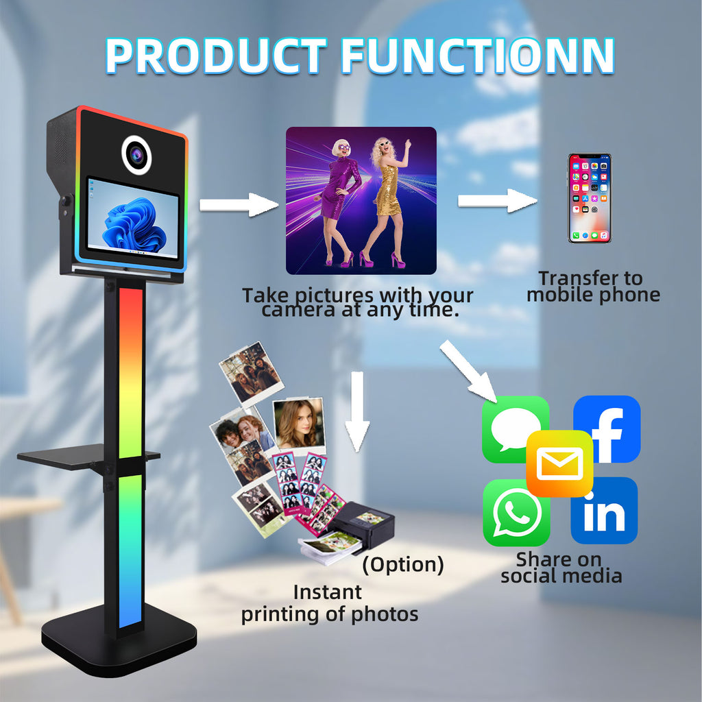 Dslr Photo Booth with 15.6 inches Touch Screen Selfie Photobooth Build in Mini PC